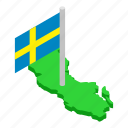 isometric, object, sign, swedenmap