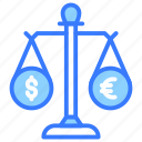 currency, balance, money, comparison, euro, dollar, scale