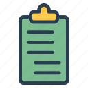 board, checklist, clipboard, document, list, notepad, report