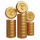 rupee, coin, stack, india, money, cash, currency, business, side 