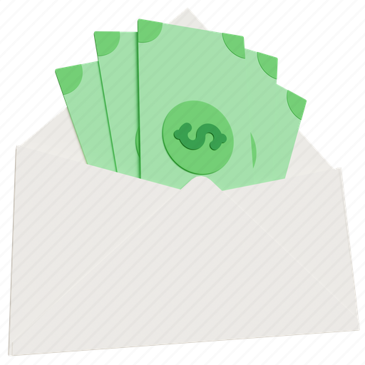 Envelope, salary, currency, cash, notes, business, money 3D illustration - Download on Iconfinder