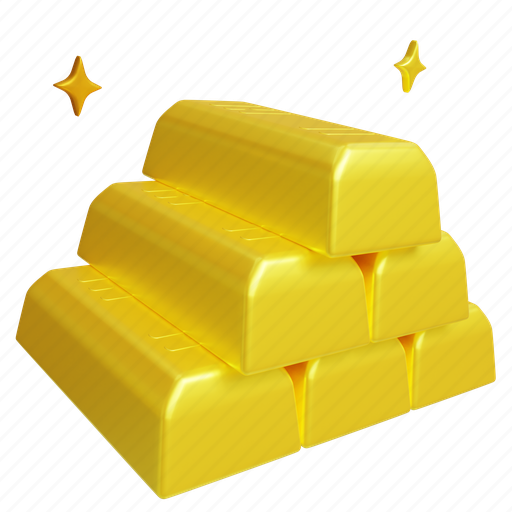 Gold, bar, business, bank, ingot, finance, block 3D illustration - Download on Iconfinder
