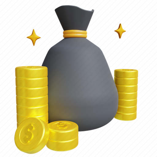 Money, bag, coin, rich, poor, riches, bank 3D illustration - Download on Iconfinder