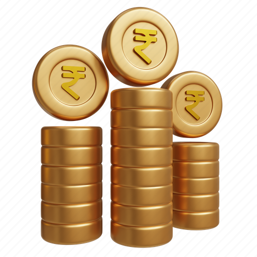 Rupee, coin, stack, india, money, cash, currency 3D illustration - Download on Iconfinder