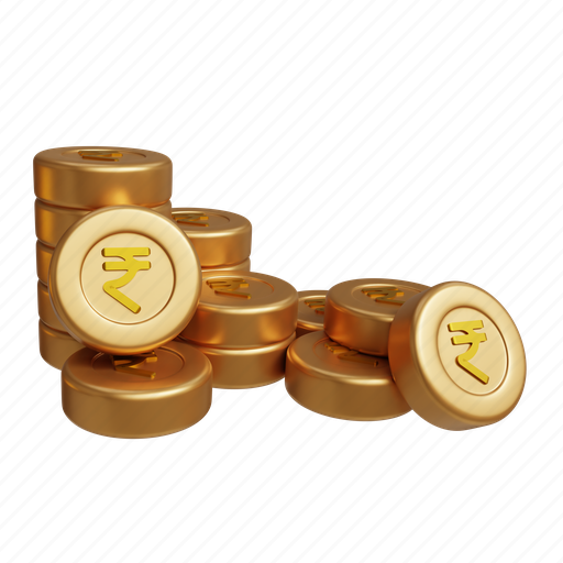 Rupee, stack, coin, money, cash, currency, banking 3D illustration - Download on Iconfinder