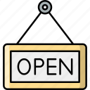 open, tag, sign