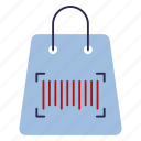 barcode, qr code, scanner, commerce, shopping bag