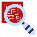 barcode, qr code, code scanning, magnifying glass, code, magnifier