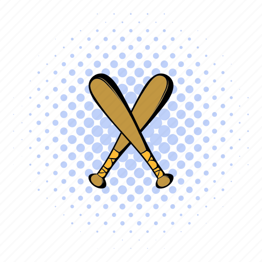 Baseball, bat, comics, crossed, halftone, two, wooden icon - Download on Iconfinder