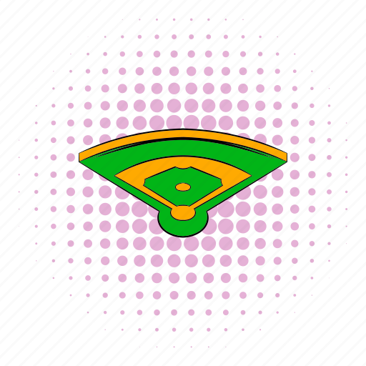 Base, baseball, comics, field, halftone, orange, pink icon - Download on Iconfinder