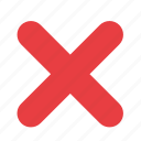 cancel, cross, exit, no, not allowed, stop, wrong icon