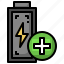 battery, add, plus, status, power 