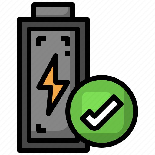 Battery, tick, electronics, check, technology icon - Download on Iconfinder