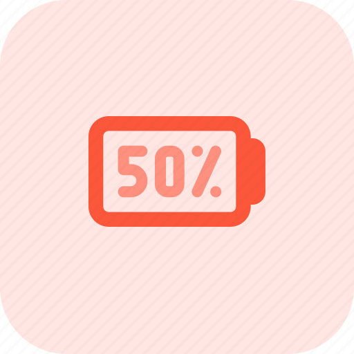 Fifty, percent, battery, power icon - Download on Iconfinder
