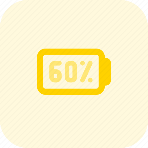 Sixty, percent, battery, power icon - Download on Iconfinder