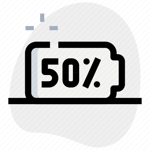 Fifty, percent, battery, power icon - Download on Iconfinder