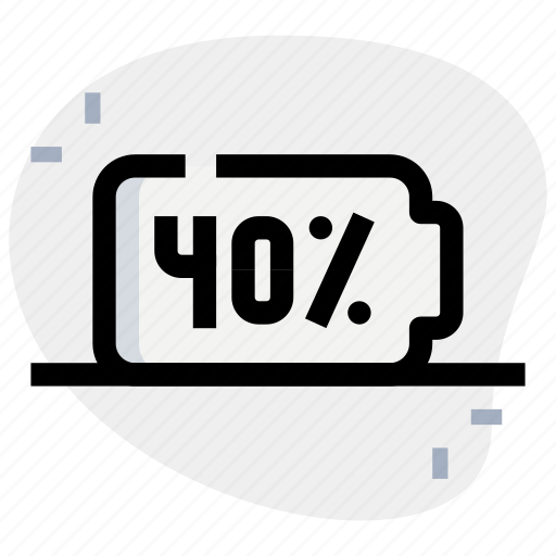 Fourty, percent, battery, power icon - Download on Iconfinder