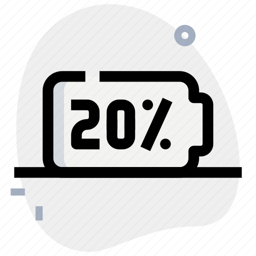 Twenty, percent, battery, power icon - Download on Iconfinder