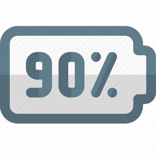 Ninety, percent, battery, power icon - Download on Iconfinder