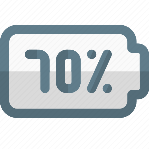 Seventy, percent, battery, power icon - Download on Iconfinder