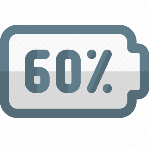 Sixty, percent, battery, charged icon - Download on Iconfinder