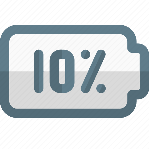 Ten, percent, battery, phone icon - Download on Iconfinder