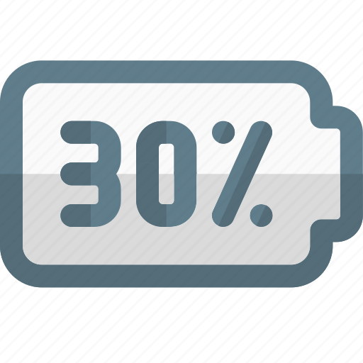 Thirty, percent, battery, charge icon - Download on Iconfinder