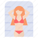 beach, bikini, sunbathing, vacation