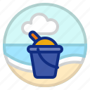 beach, holiday, sand, sand bucket, summer, vacation