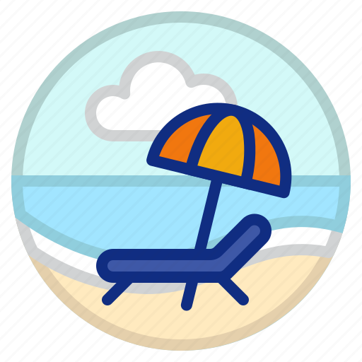 Beach, beach chair, holiday, umbrella, vacation icon - Download on Iconfinder