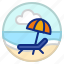 beach, beach chair, holiday, umbrella, vacation 
