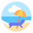 beach, beach chair, holiday, umbrella, vacation
