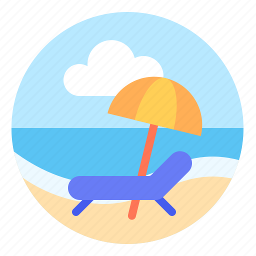 Beach, beach chair, holiday, umbrella, vacation icon - Download on Iconfinder