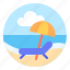 beach, beach chair, holiday, umbrella, vacation 