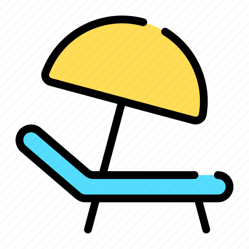 Beach chair, chair, sunbed, beach umbrella, umbrella, sun umbrella, beach icon - Download on Iconfinder