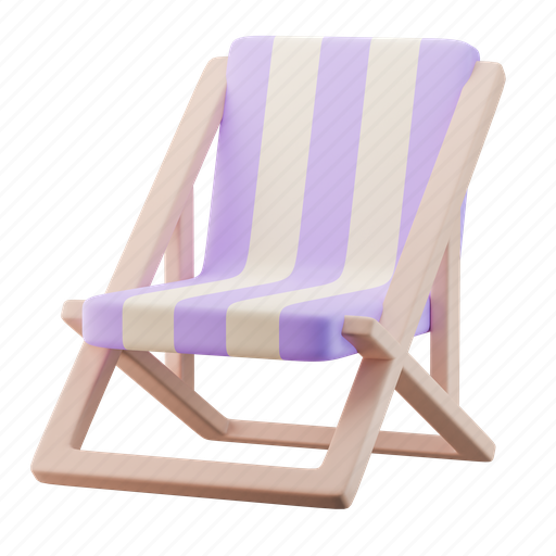 Beach, chair, summer, furniture, vacation, relax, patio 3D illustration - Download on Iconfinder