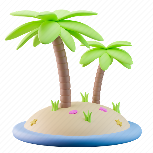 Palm, trees, palm trees, tropical, beach, sand, summer 3D illustration - Download on Iconfinder