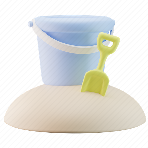 Shovel, pail, bucket, sand, toys, sandbox, play 3D illustration - Download on Iconfinder