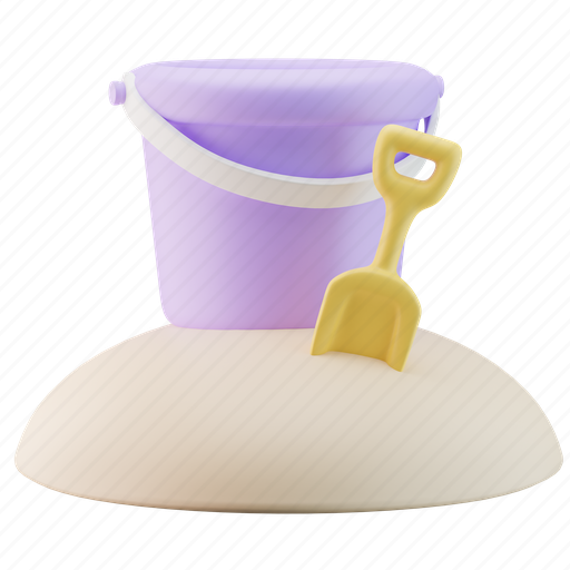 Shovel, pail, bucket, sand, toys, sandbox, play 3D illustration - Download on Iconfinder