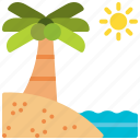coconut, tree, beach, palm, sea