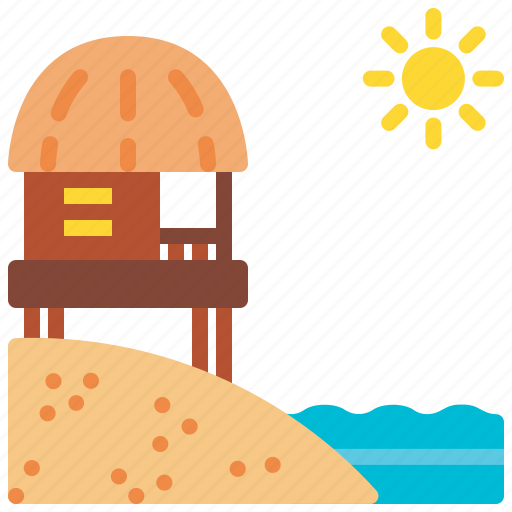Beach, hut, cottage, resort, sea, summer icon - Download on Iconfinder