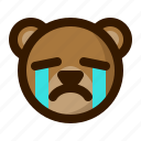 avatar, bear, crying, emoji, face, profile, teddy