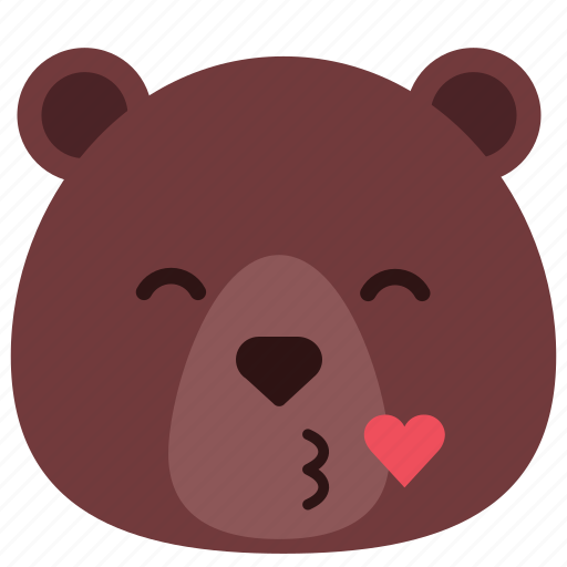 Bear, emoji, emoticon, heart, kiss, romantic icon - Download on Iconfinder