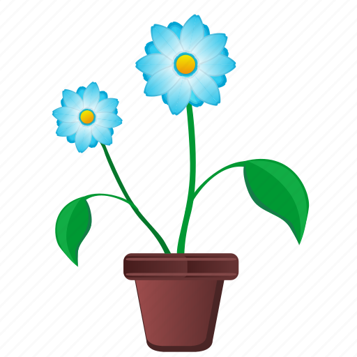 Blue, bud, flower, leaf, plant, pot icon - Download on Iconfinder