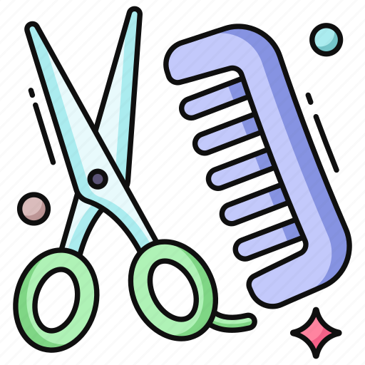 Comb with scissors, cosmetic, hairstyle product, barber accessory, hair accessories icon - Download on Iconfinder
