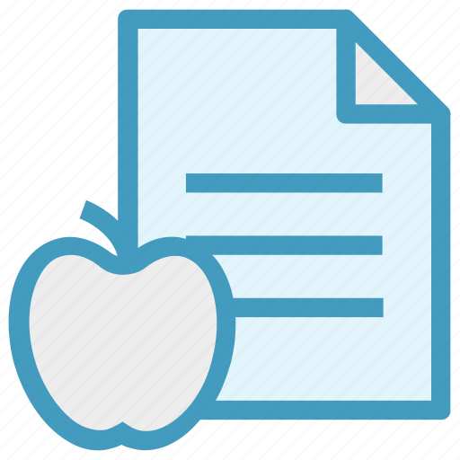 Apple, diet, document, food, learn, paper, test icon - Download on Iconfinder