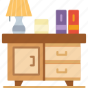 bedside, table, bedroom, furniture, decoration