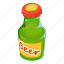 alcohol, beer, bootle, bottle, cartoon, green, isometric 