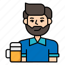 man, drink, beer, mug, bar, club, restaurant