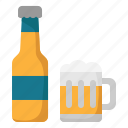 beer, bottle, glass, mug, alcohol, drink, beverage